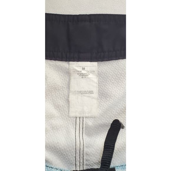 Quicksilver Sz 32 Board Shorts Blue Gray Horse Logo Striped Stretch Ca2 - Picture 4 of 7